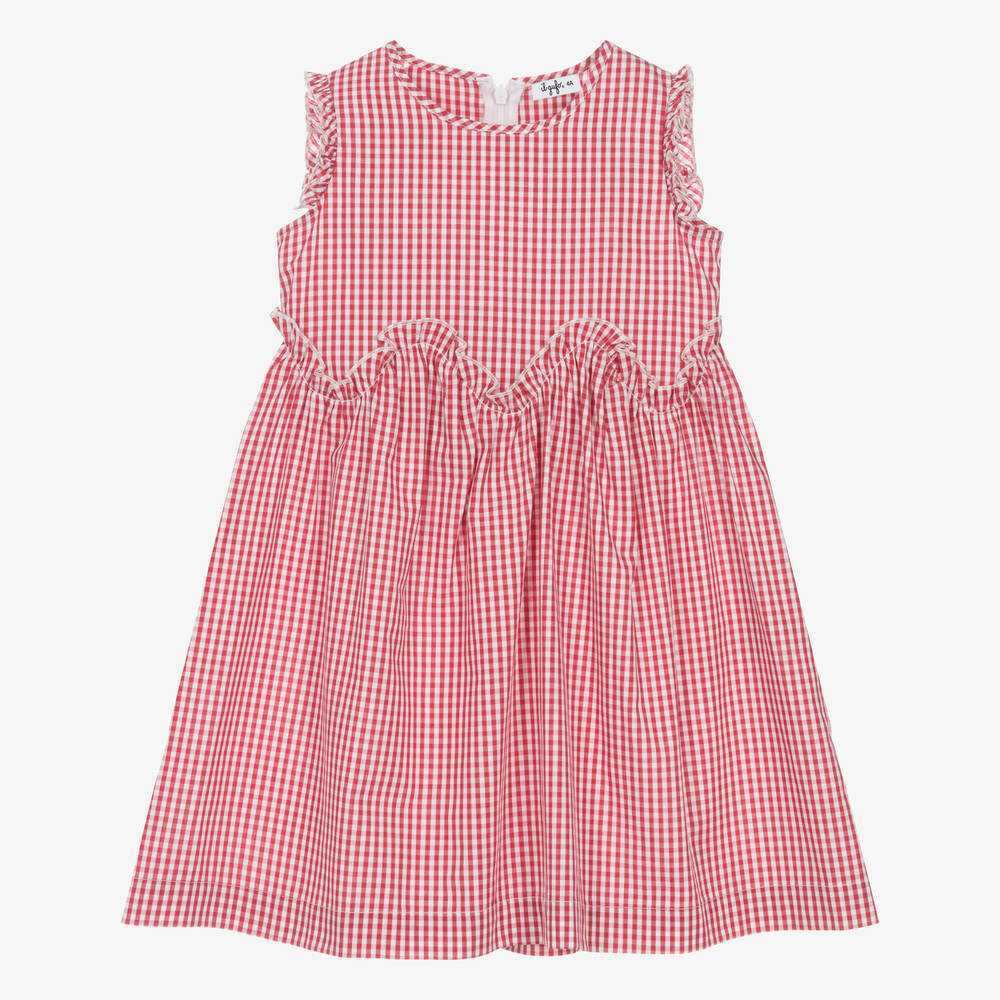 Girls red gingham dress clearance