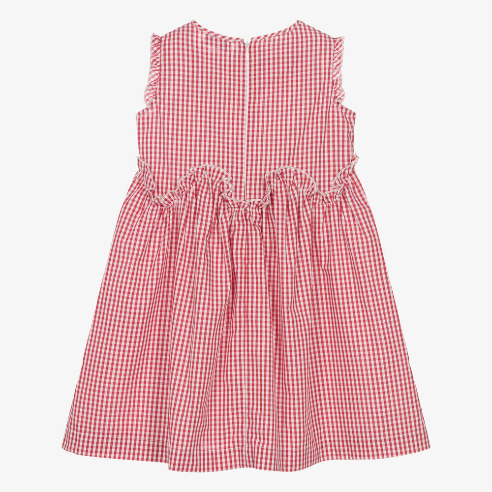 Il Gufo-Girls Red & White Cotton Gingham Dress | Childrensalon Outlet