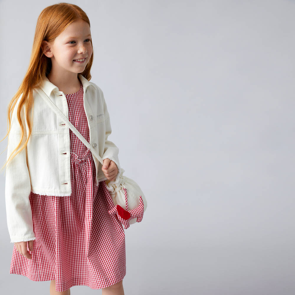 Il Gufo Girls Red White Cotton Gingham Dress