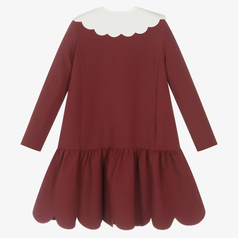 Il Gufo Girls Red White Scalloped Dress Childrensalon Outlet
