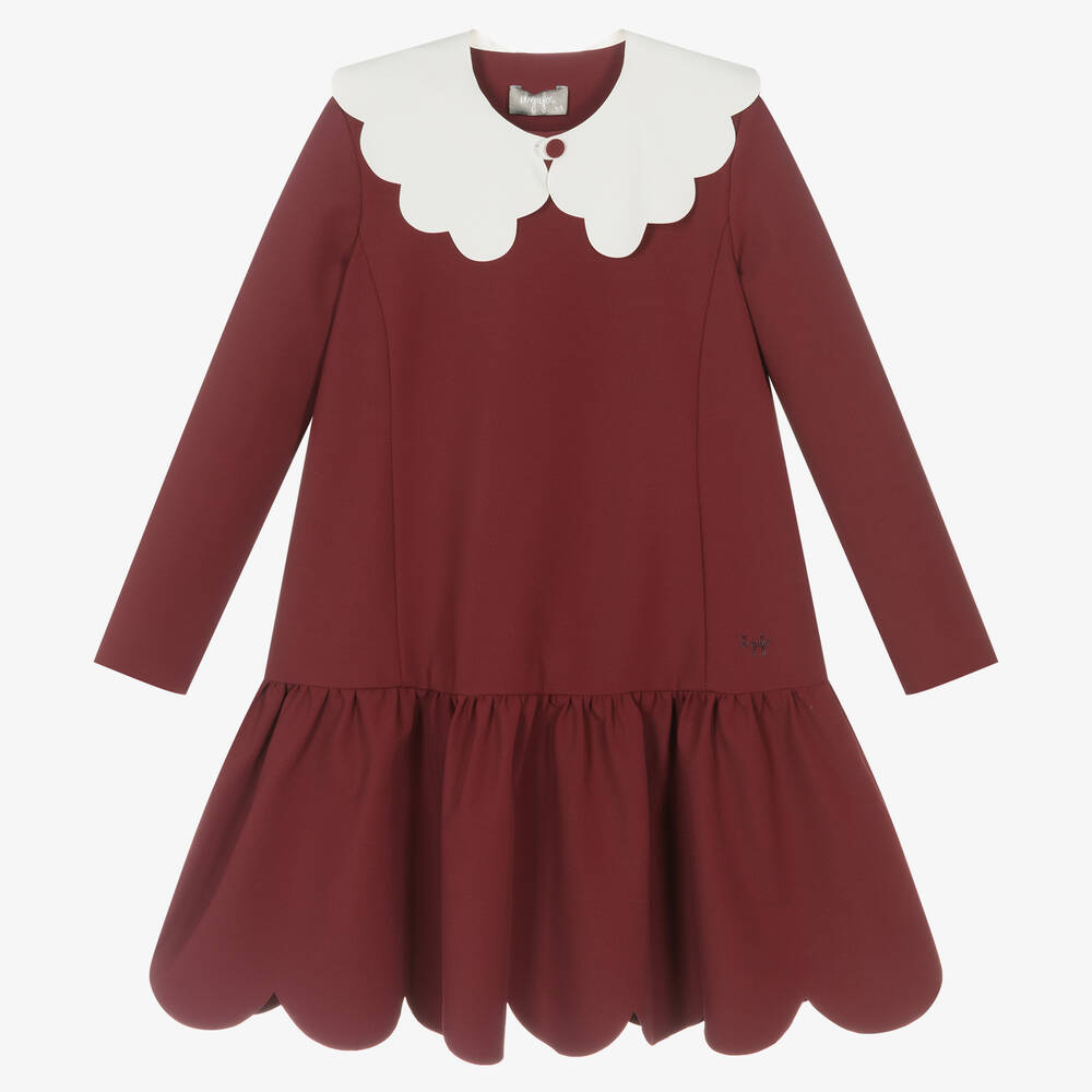 Il Gufo - Robe festonnée rouge et blanche | Childrensalon