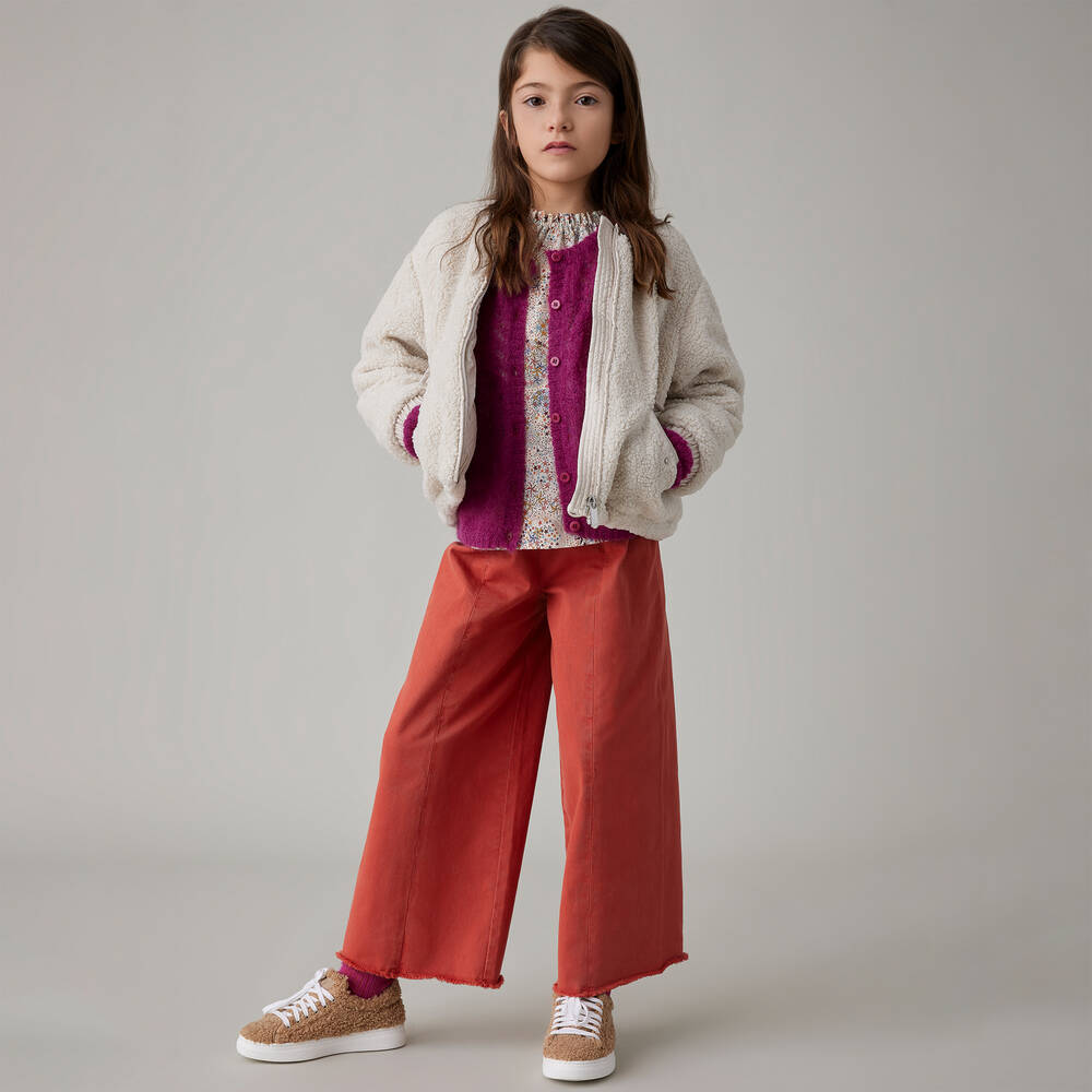 إيل غوفو-بنطلون برجلين واسعتين قطن لون أحمر للبنات | Childrensalon Outlet