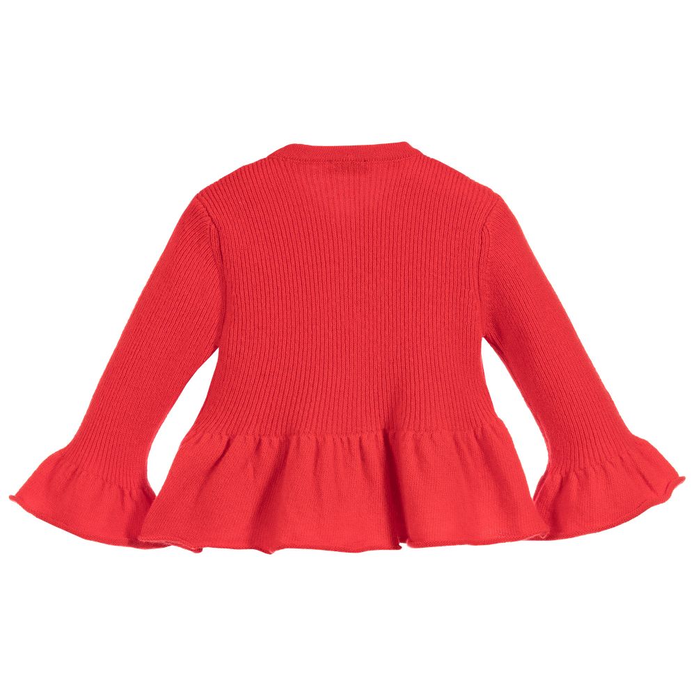 Il Gufo-Girls Red Wool Cardigan | Childrensalon Outlet