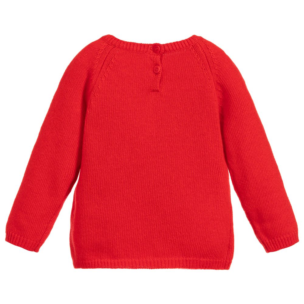 Il Gufo Girls Red Wool Sweater Childrensalon Outlet