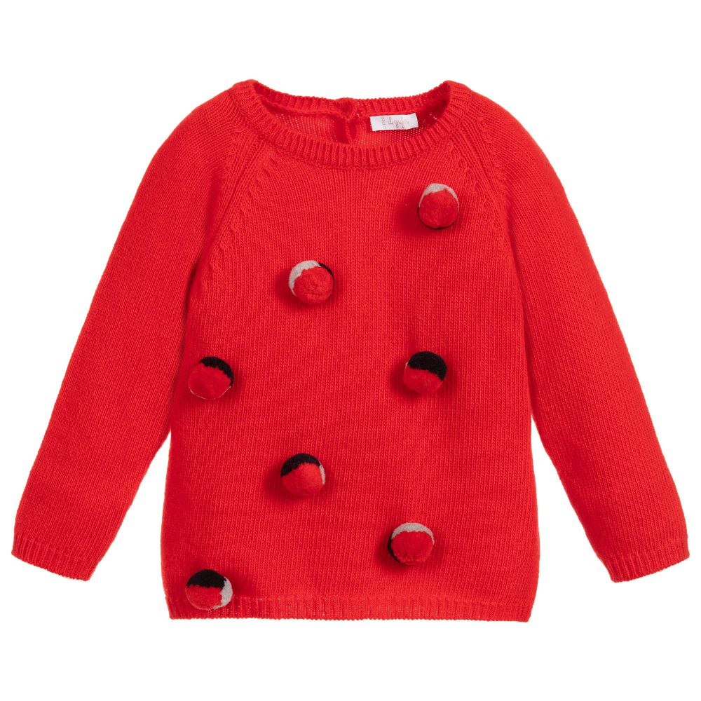 Il Gufo - Girls Red Wool Sweater | Childrensalon