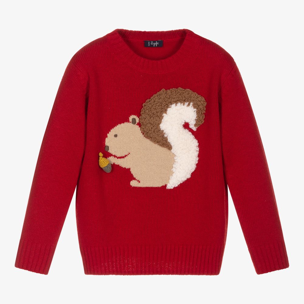 Il Gufo - Girls Red Wool Sweater | Childrensalon
