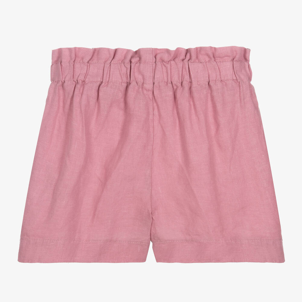 Il Gufo-Розовые льняные шорты для девочек | Childrensalon Outlet