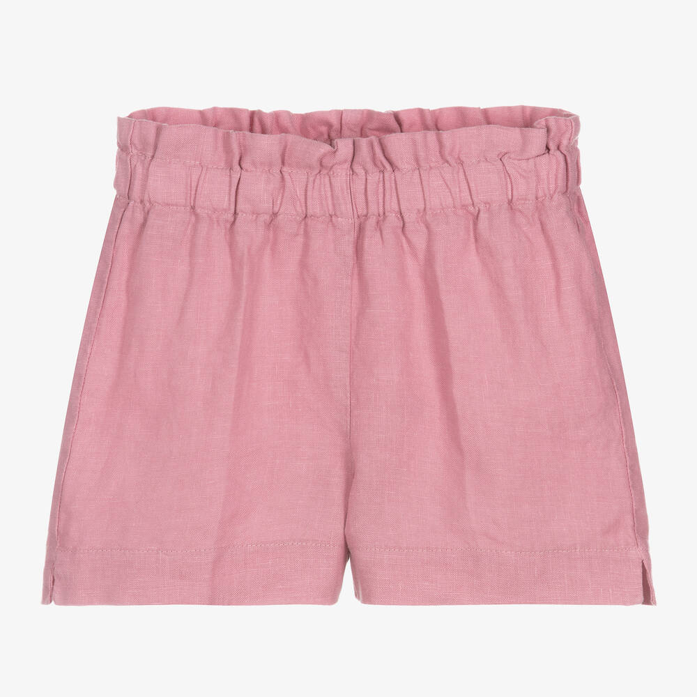 Il Gufo - Girls Rose Pink Linen Shorts | Childrensalon