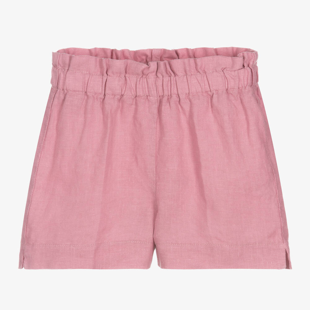 Il Gufo Girls Rose Pink Linen Shorts Childrensalon Outlet