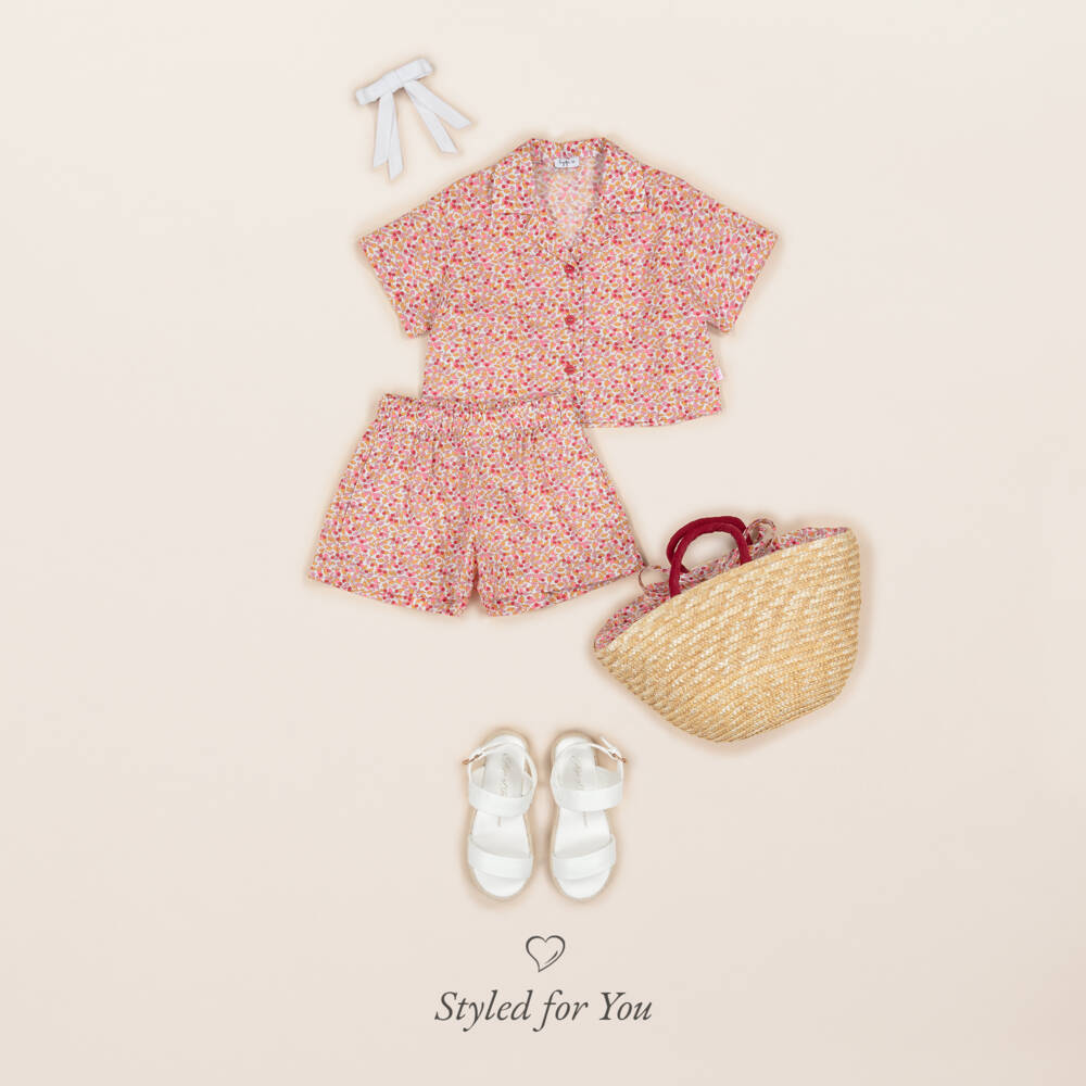 Il Gufo-Girls Rosy Cherry Cotton Ensemble | Childrensalon Outlet