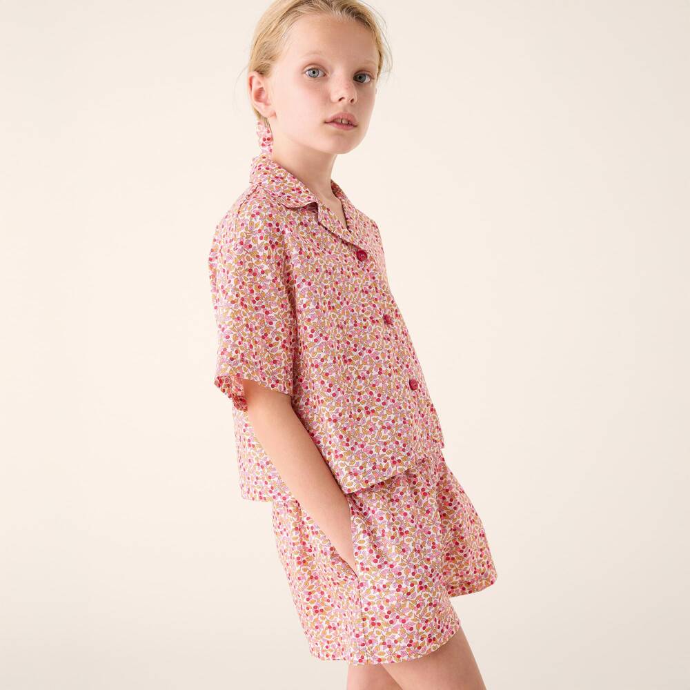 Il Gufo-Girls Rosy Cherry Cotton Ensemble | Childrensalon Outlet