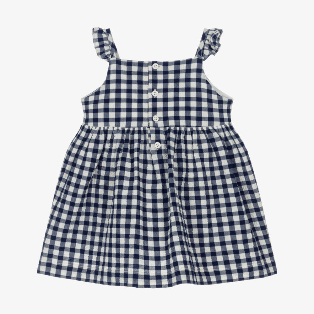Il Gufo-Girls Ruffled Blue Check Dress | Childrensalon Outlet