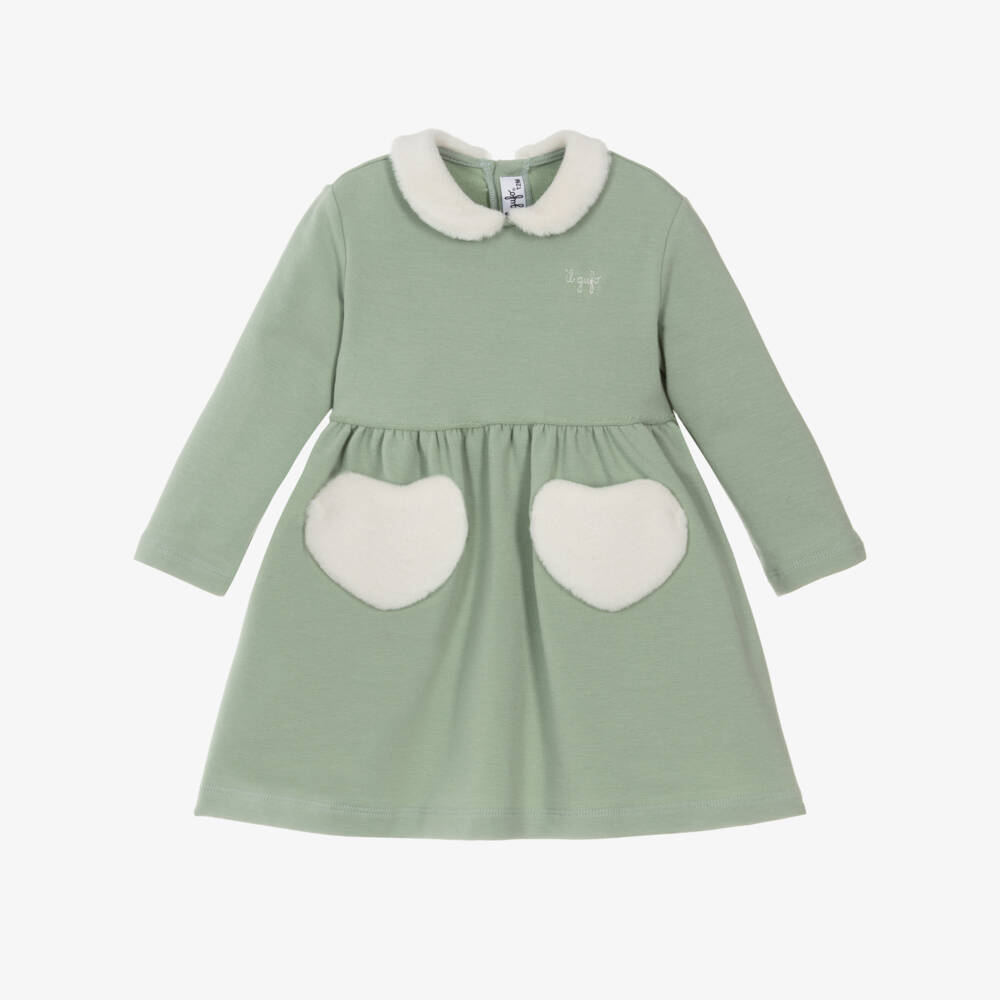 Il Gufo-فستان قطن جيرسي لون أخضر | Childrensalon Outlet