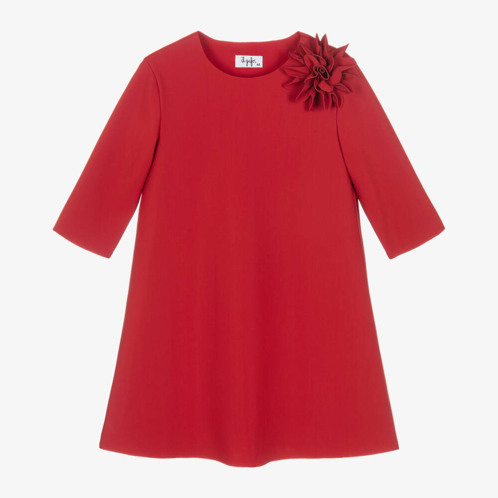 Il Gufo-Платье с аппликацией Алый Цветок для девочек | Childrensalon Outlet