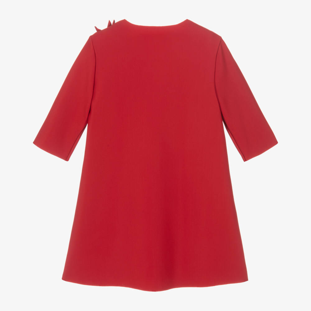 إيل غوفو-فستان بناتي بتطريز زهور قرمزي | Childrensalon Outlet