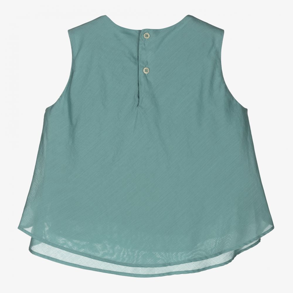 Il Gufo-Girls Sea Green Cotton Blouse | Childrensalon Outlet