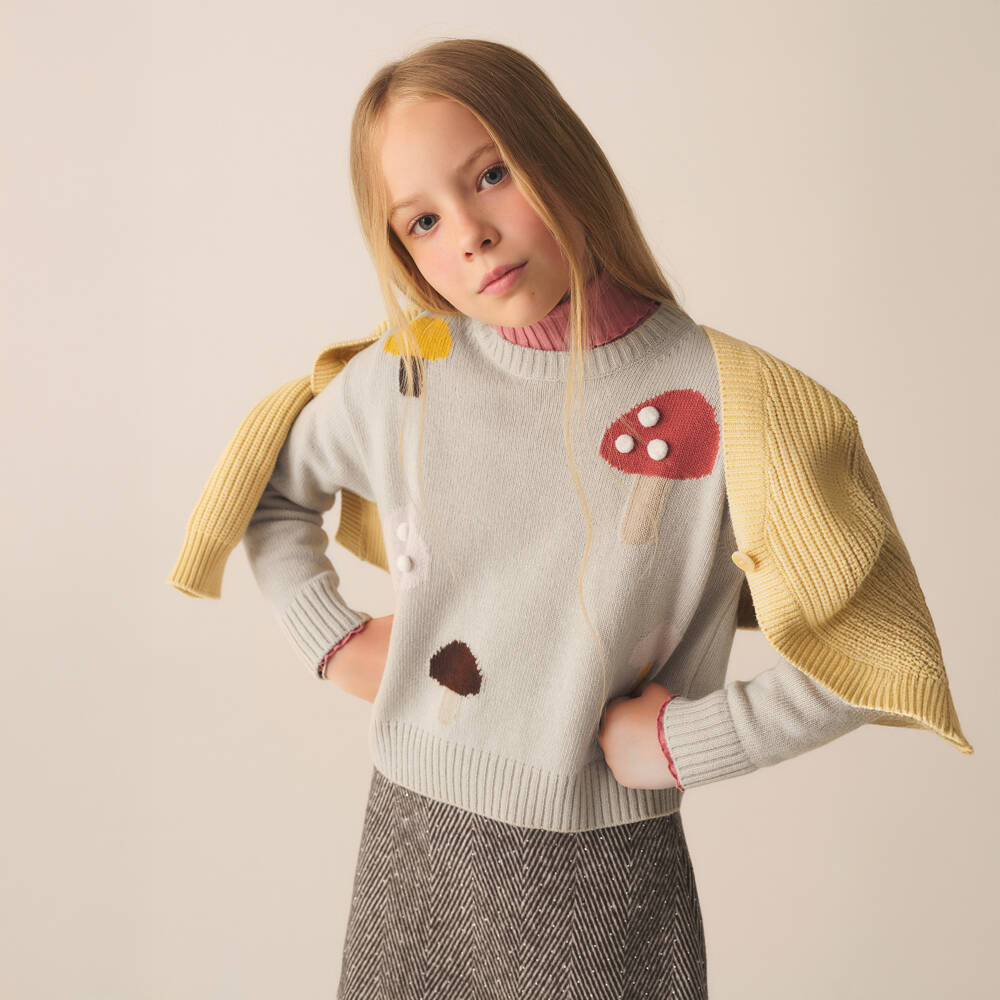 Il Gufo-Girls Shimmering Herringbone Skirt | Childrensalon Outlet