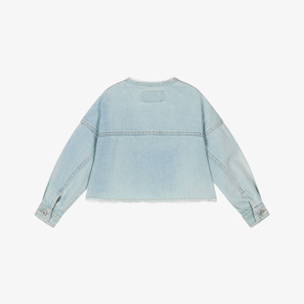 Il Gufo-Girls Sky-Hued Boxy Denim Coat | Childrensalon Outlet