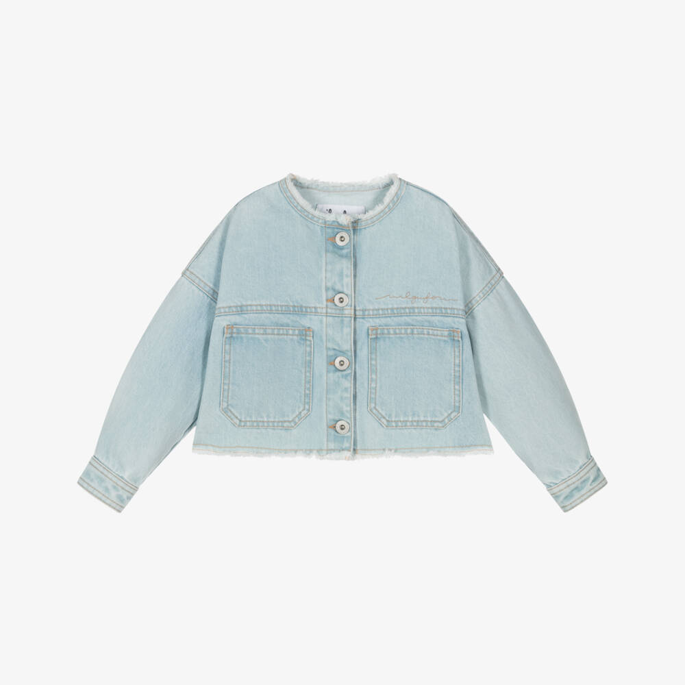 Il Gufo-Girls Sky-Hued Boxy Denim Coat | Childrensalon Outlet
