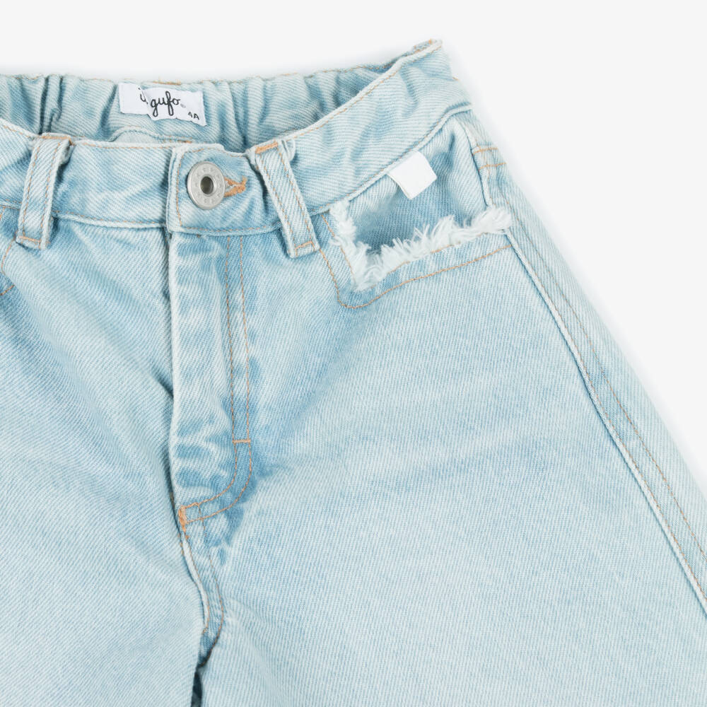 Il Gufo-Джинсовые бермуды небесного оттенка для девочек | Childrensalon Outlet