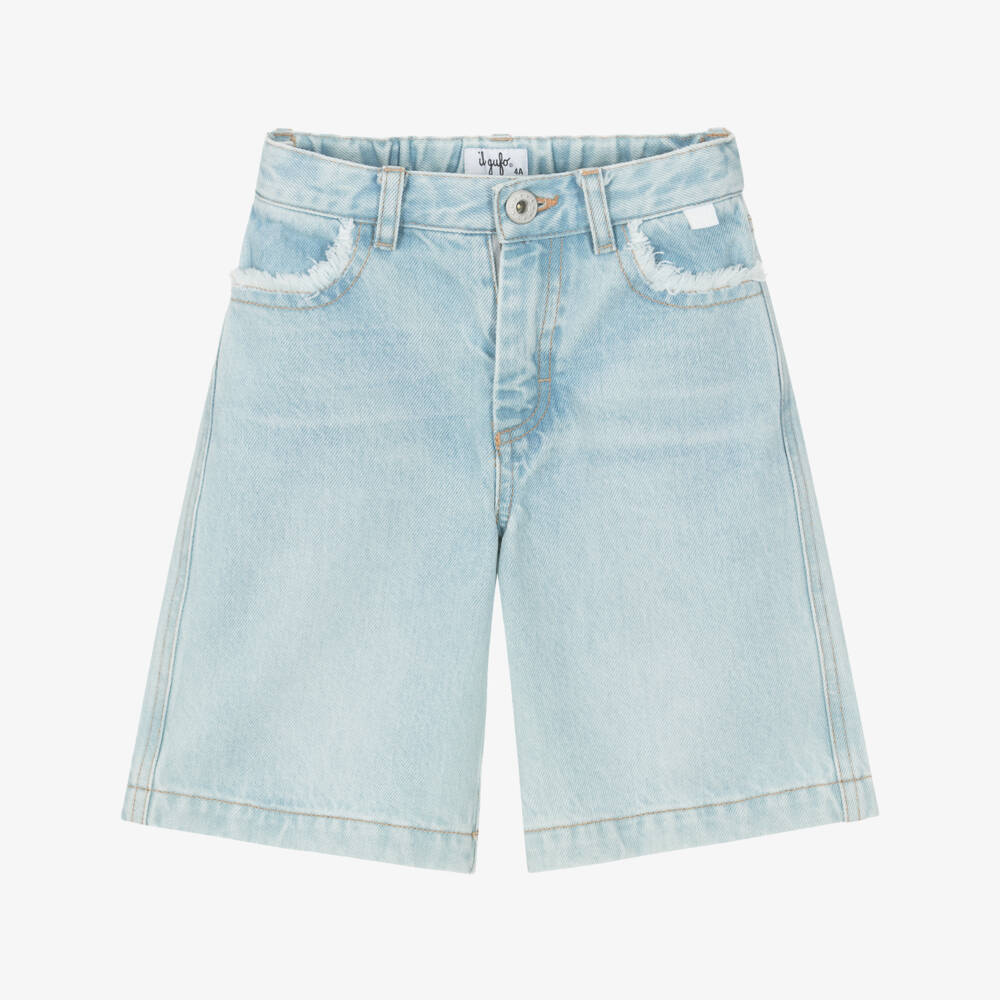 Il Gufo-Girls Sky-Toned Breezy Denim Bermudas | Childrensalon Outlet
