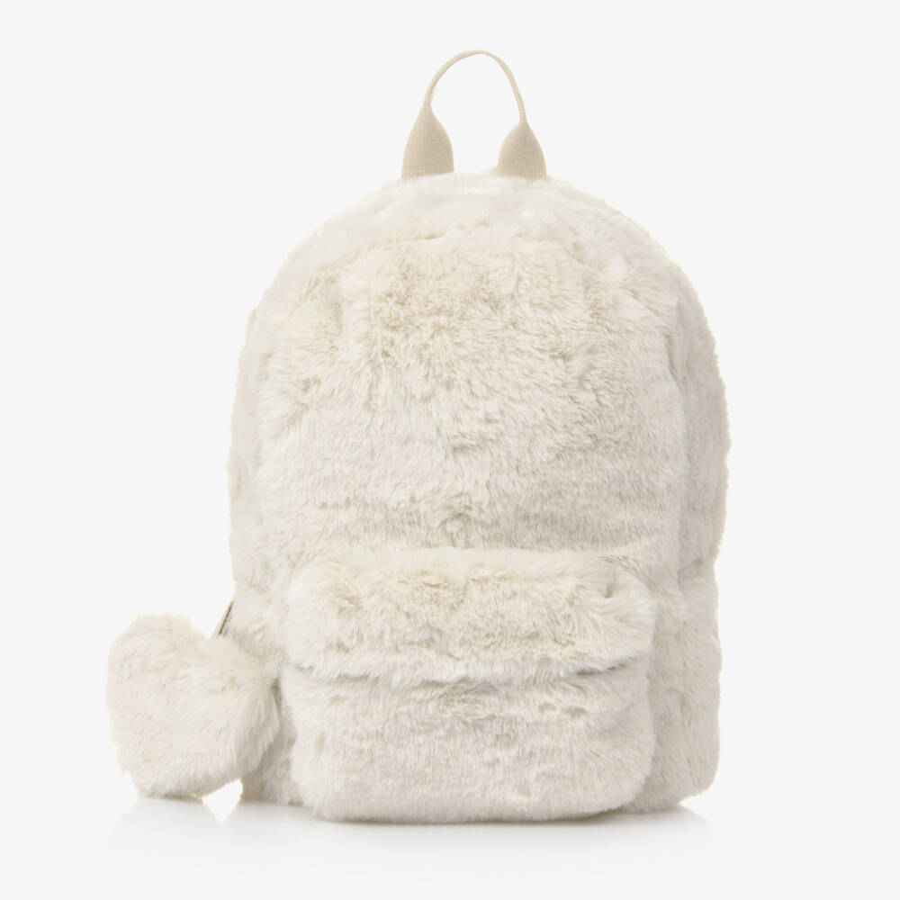 Il Gufo-Girls Soft Ivory Fur Rucksack | Childrensalon Outlet