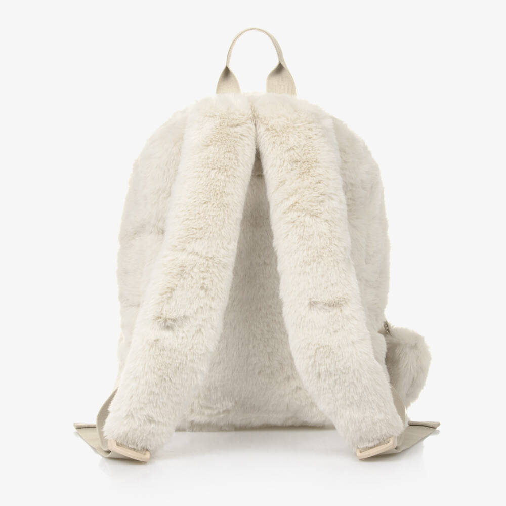 Il Gufo-Girls Soft Ivory Fur Rucksack | Childrensalon Outlet