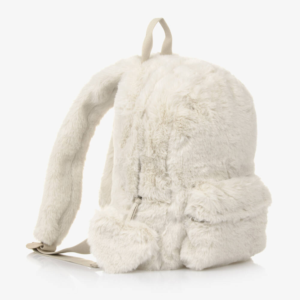 Il Gufo-Girls Soft Ivory Fur Rucksack | Childrensalon Outlet