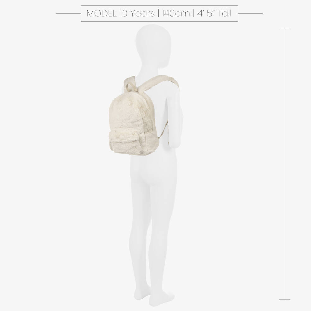 Il Gufo-Girls Soft Ivory Fur Rucksack | Childrensalon Outlet