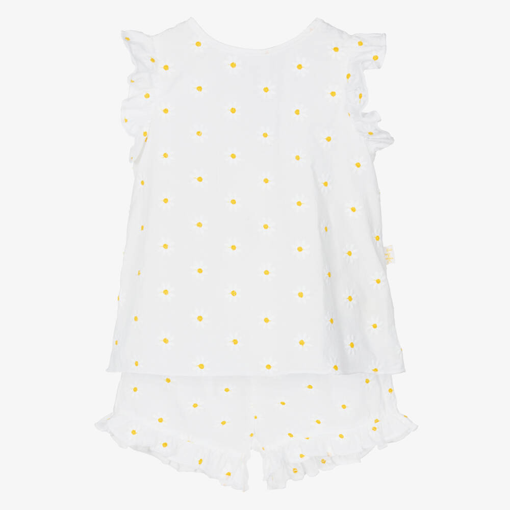 Il Gufo-طقم ناعم أبيض بنقشة الأقحوان للبنات | Childrensalon Outlet