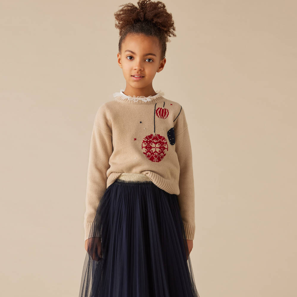 Il Gufo-Бежевый шерстяной свитер для девочек | Childrensalon Outlet