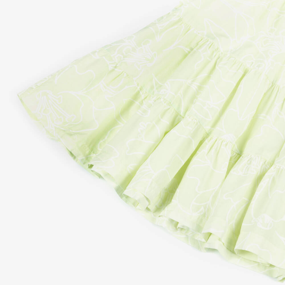 إيل غوفو-فستان بوبلين زهري أخضر للبنات لفصل الربيع | Childrensalon Outlet