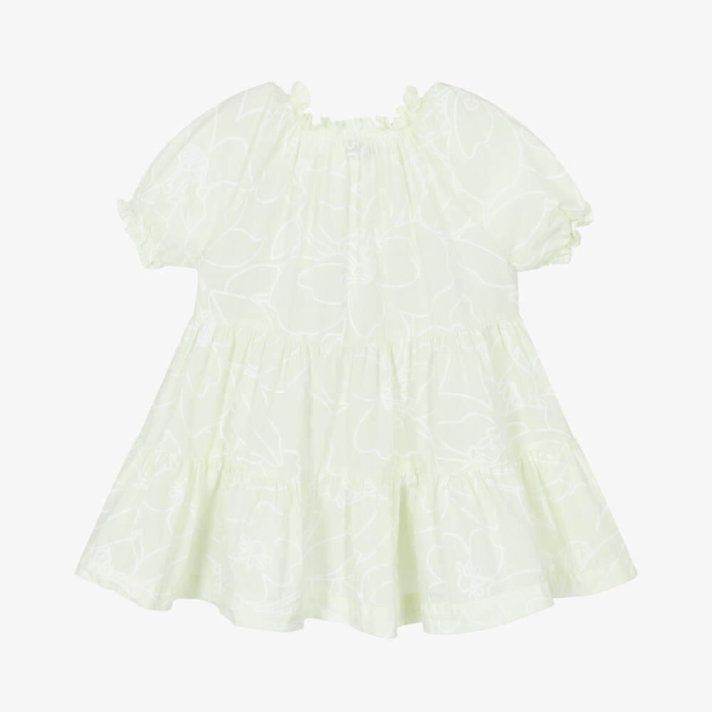 إيل غوفو-فستان بوبلين زهري أخضر للبنات لفصل الربيع | Childrensalon Outlet