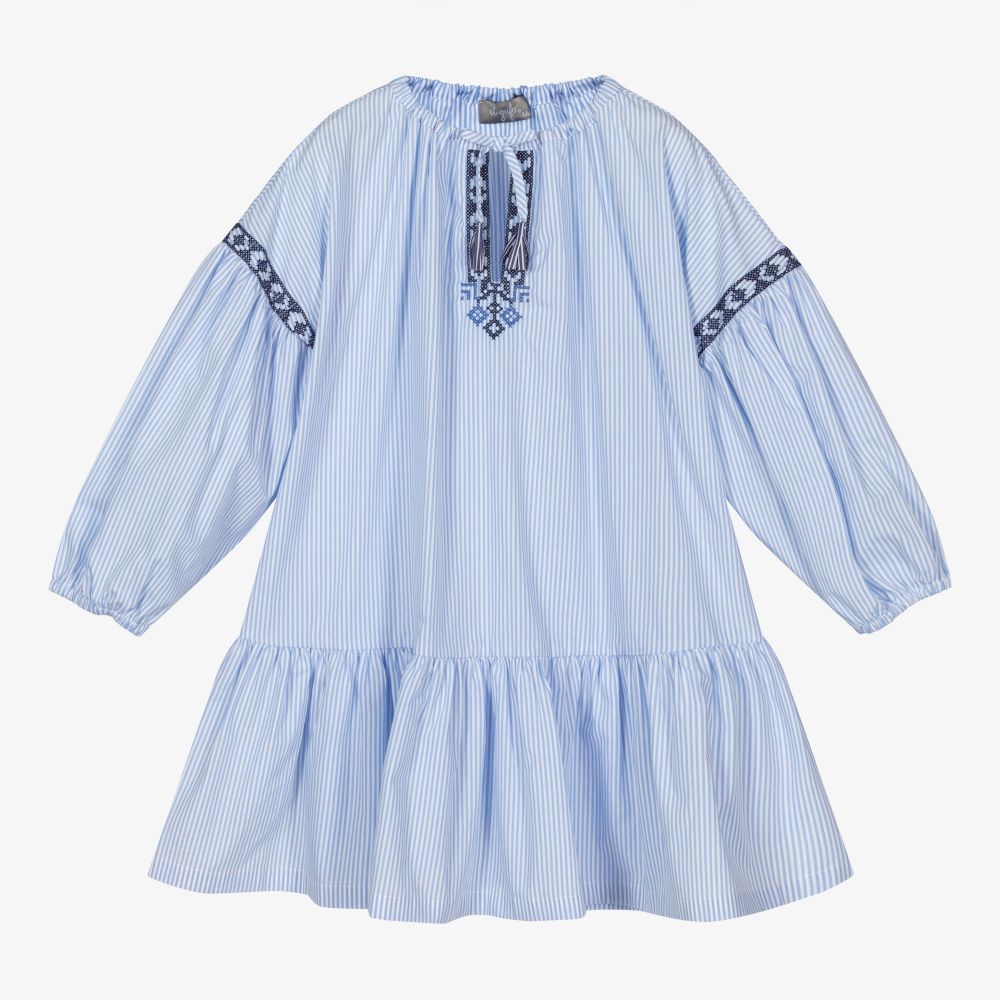 Il Gufo-Girls Striped Cotton Dress  | Childrensalon Outlet