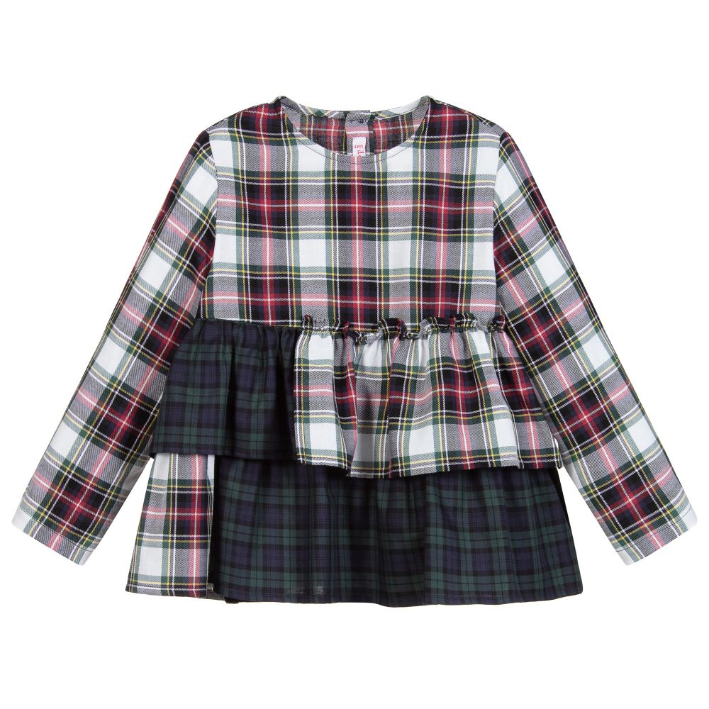 Il Gufo - Girls Tartan Blouse  | Childrensalon