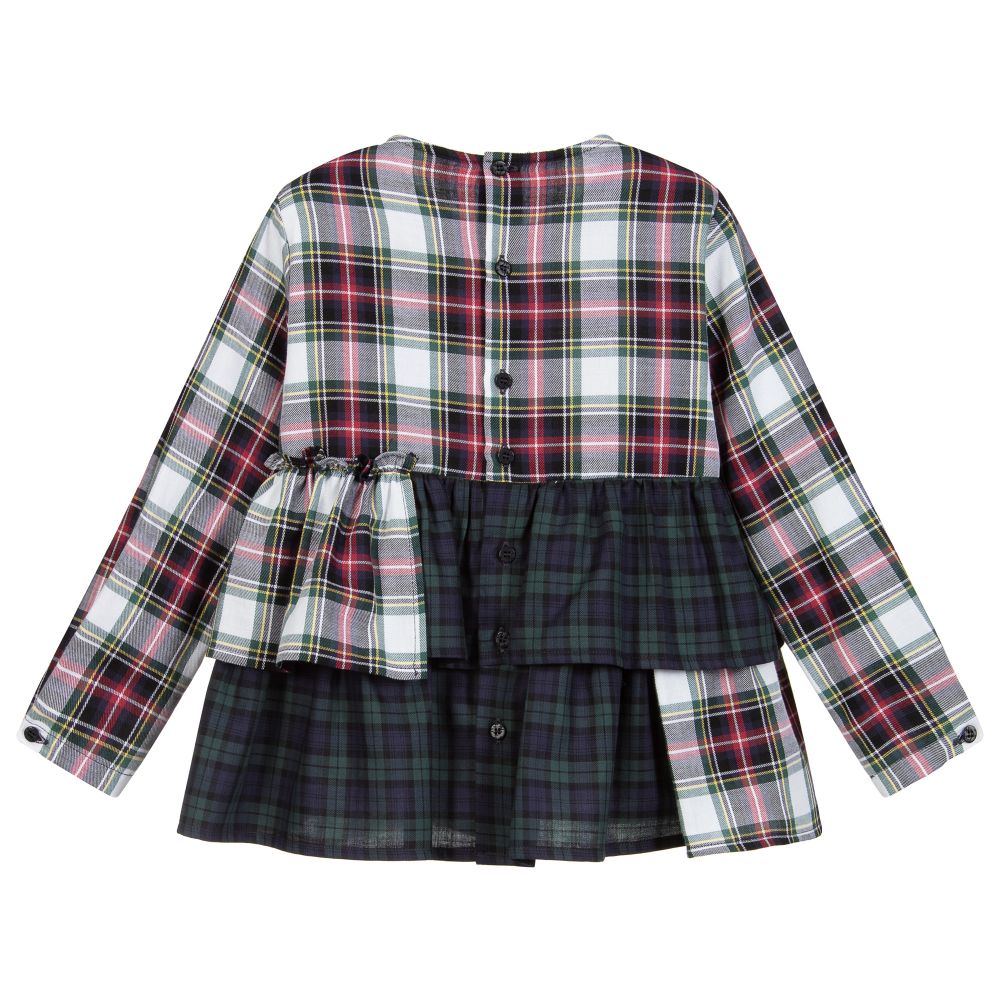 Il Gufo-بلوز تارتان قطن لون أحمر، أبيض وكحلي | Childrensalon Outlet