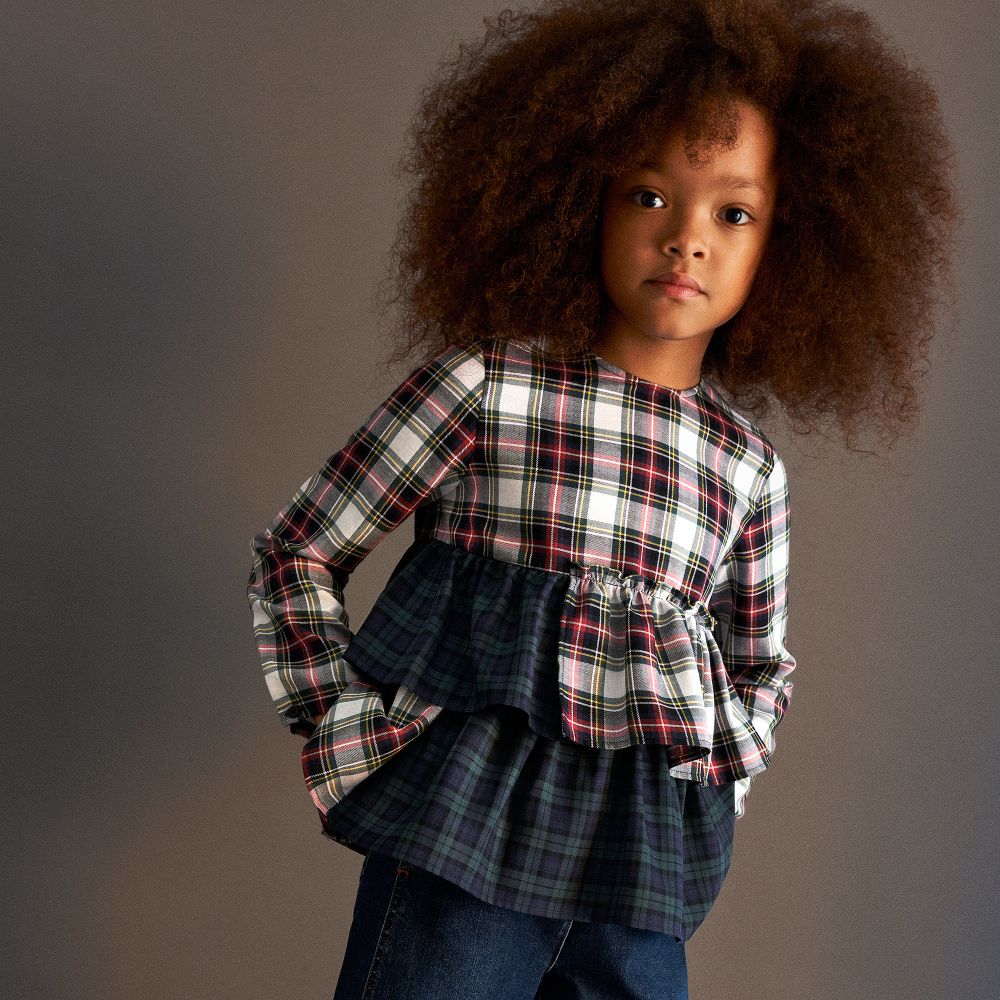 Il Gufo - Girls Tartan Blouse 