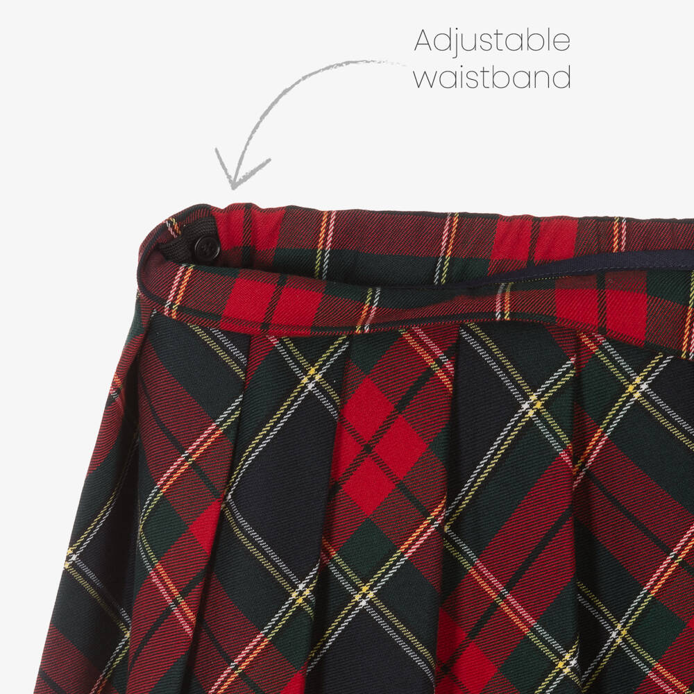 Il Gufo-Girls Tartan Red Pleated Skirt | Childrensalon Outlet