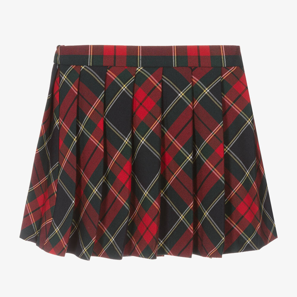 Il Gufo-Girls Tartan Red Pleated Skirt | Childrensalon Outlet