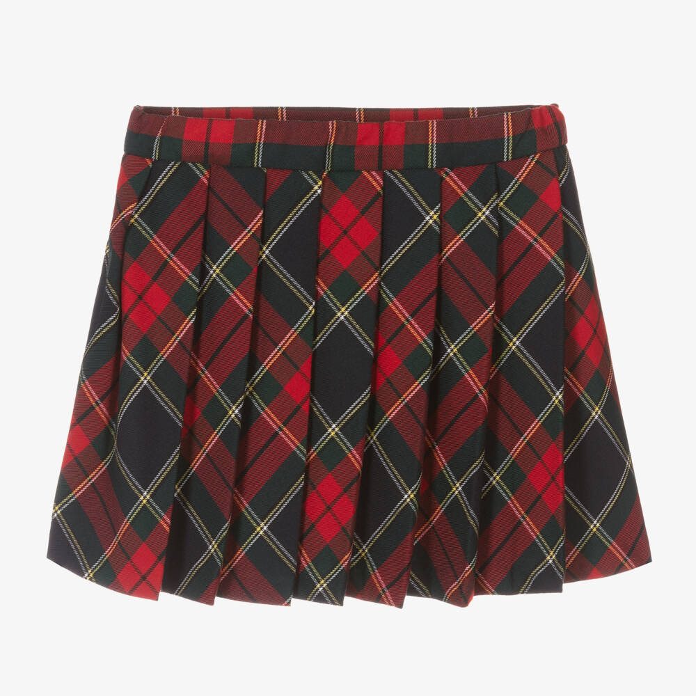 Il Gufo-Girls Tartan Red Pleated Skirt | Childrensalon Outlet