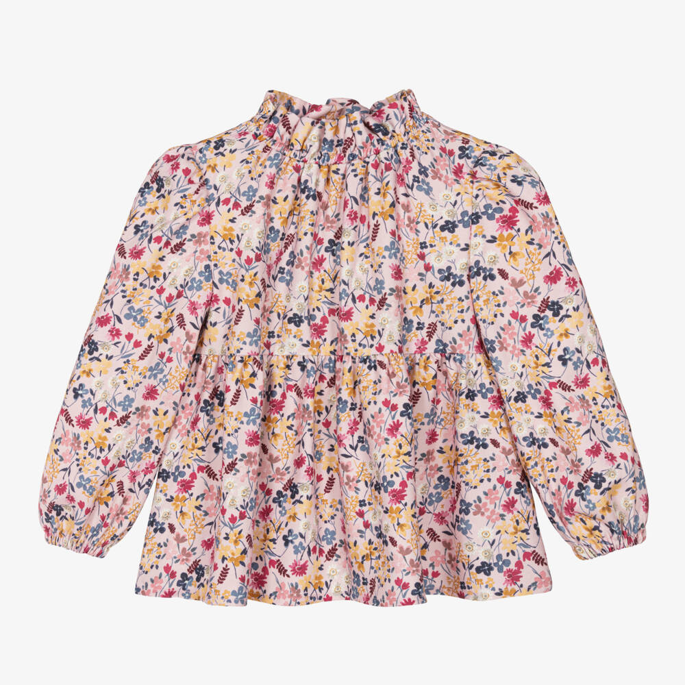 Il Gufo-Girls Viscose Pink Floral Top | Childrensalon Outlet