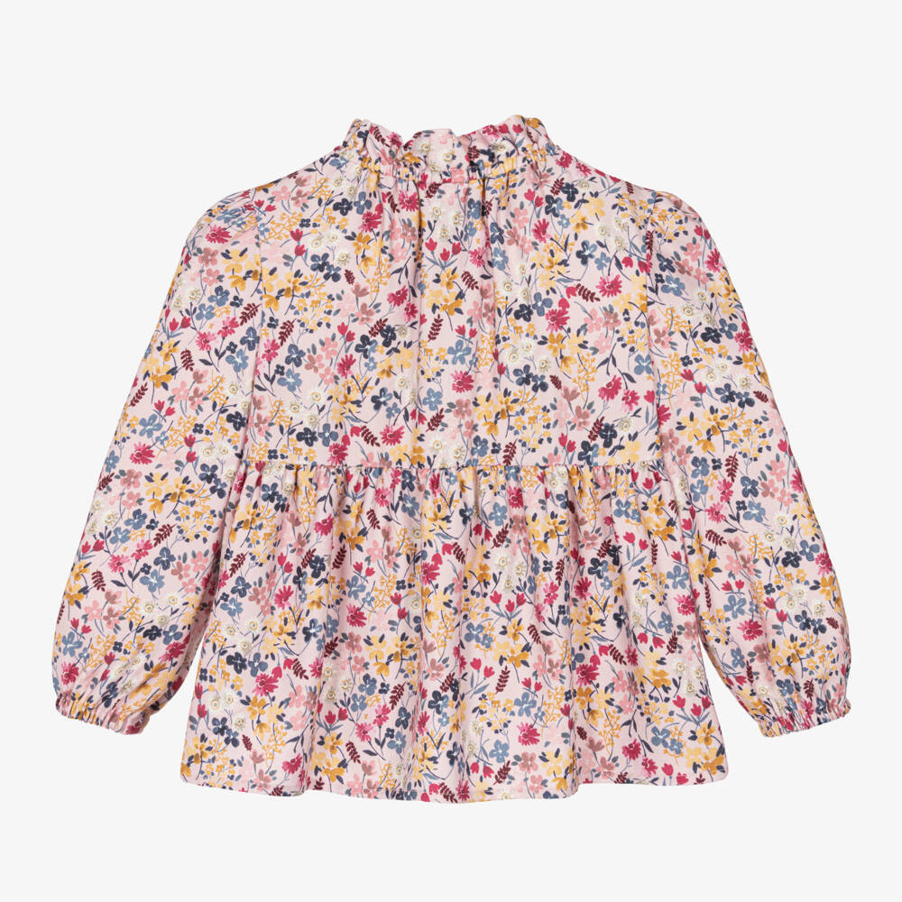 Il Gufo-Girls Viscose Pink Floral Top | Childrensalon Outlet