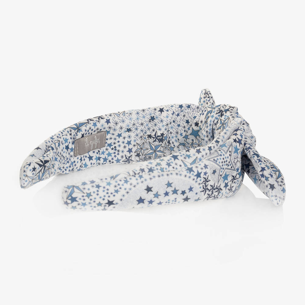 إيل غوفو-طوق للشعر قطن لون أبيض وأزرق للبنات | Childrensalon Outlet