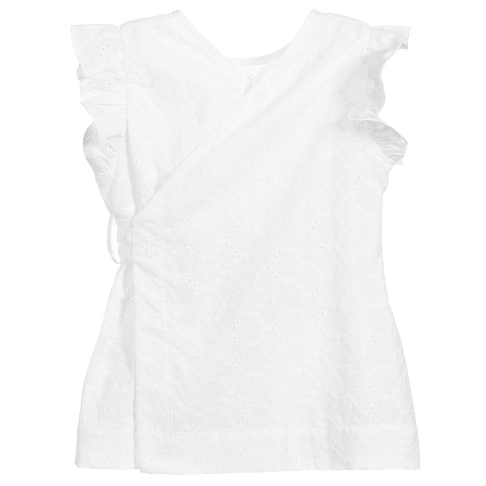 Il Gufo-بلوز قطن برودوري لون أبيض | Childrensalon Outlet