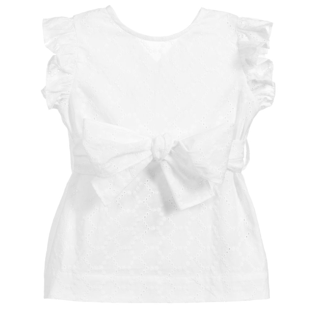 Il Gufo - Girls White Cotton Blouse | Childrensalon