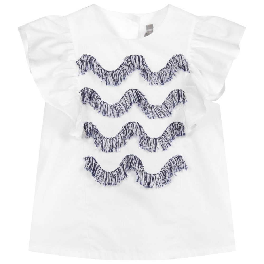 Il Gufo - Girls White Cotton Blouse | Childrensalon