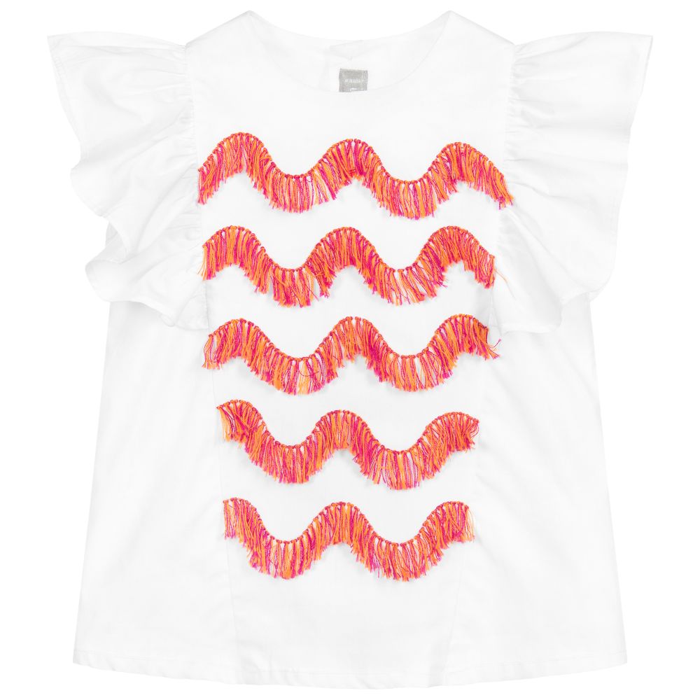 Il Gufo - Girls White Cotton Blouse | Childrensalon