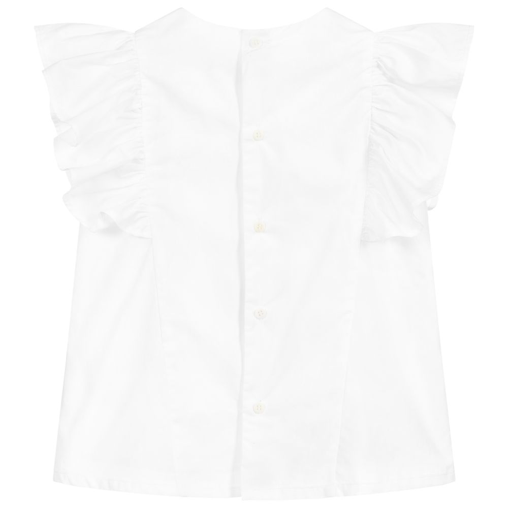 Il Gufo-Girls White Cotton Blouse | Childrensalon Outlet