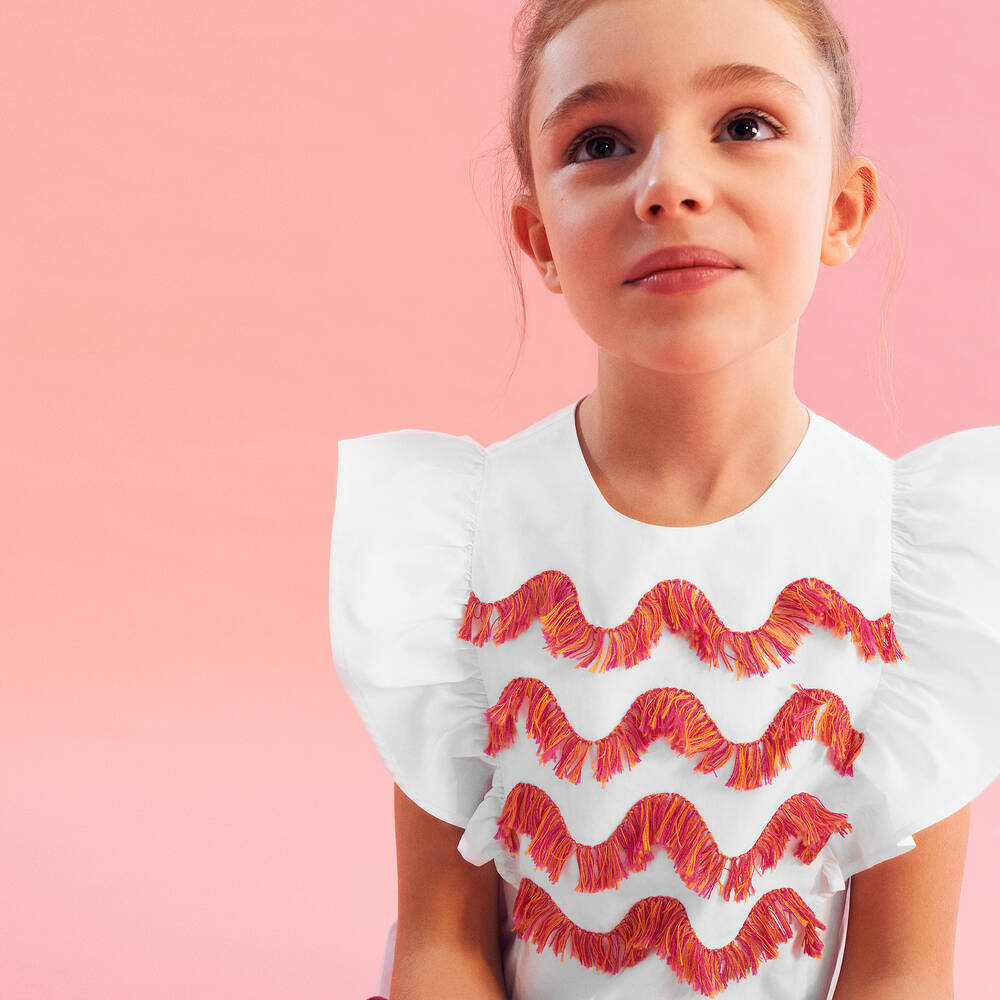 Il Gufo-Girls White Cotton Blouse | Childrensalon Outlet