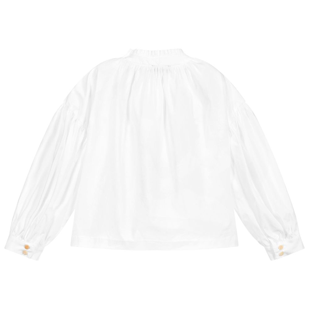 Il Gufo-Girls White Cotton Blouse | Childrensalon Outlet